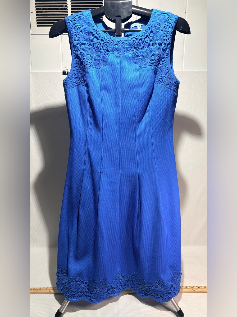 Antonio Melani Sleeveless Scalloped Lace Hem Dress - Cobalt Blue 8